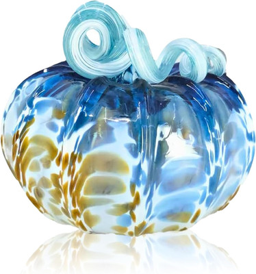 Limited Edition 5'' Handmade Glass Pumpkin - Beachy Tabletop Décor