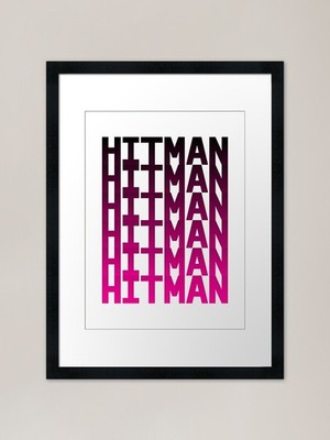 HITMAN - SCHWARZ bis PINK (WEISS BG) F gerahmtes Wandbild Poster Leinwanddruck Bild