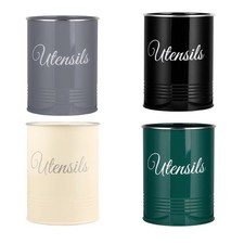 Utensil Pot Metal Large Capacity Utensil Organiser Crock Pot Farmhouse Style 