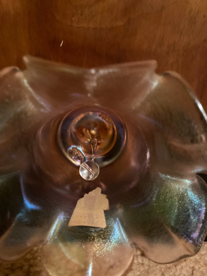 Vintage Fenton Pink Satin Iridescent 75th Anniverary Ruffled Vintage Glass Bell - Image 3 of 4