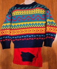 Vintage Doe Spun Baby Boy Outfit 12 Months Corduroy Pants  Sweater Red Blue