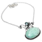 Amazonite, Blue Topaz Gemstone Handmade 925 Sterling Silver Necklace 18" V731
