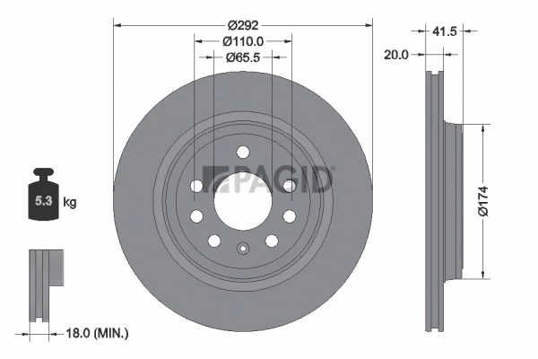 2x PAGID Disque De Frein Avant Ventilé Extérieur 292mm Pour Opel Vectra C - Photo 1/1