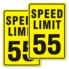 Speed Limit Sign 55 MPH Street Aluminum Reflective 18x12 Inch 2 Pack Rust Free