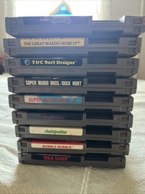 Lot Of 9 Nintendo NES Games Cartridges Only - Mario 1 2 Bubble Bobble TMNT Ninja