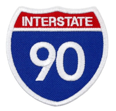 Interstate 90 Freeway Shield Embroidered Patch Iron-On Sew-On Backpack Hat Bag