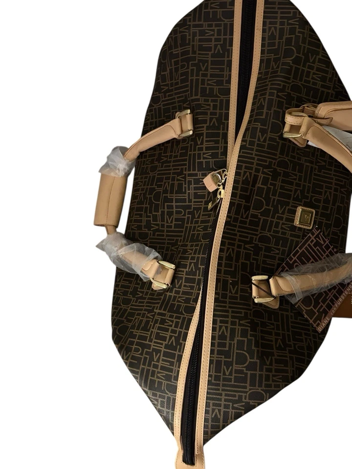 NWT Diane Von Furstenberg Brown Monogram Luggage Wheeled Travel & Overnight Bag - Image 4 of 4