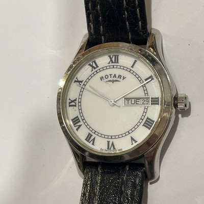 Rotary Armbanduhr Herren 36mm Leder  Quartz Mineralglas Datum Analog rund Sb-A9