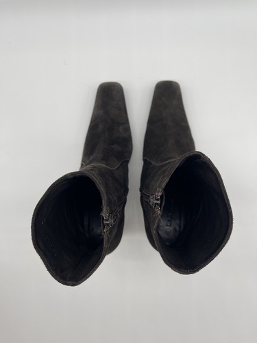 L. K. Bennett Espresso Brown Suede Ankle Boots Square Toe Viral Fall Boot EU 38 - Picture 6 of 16