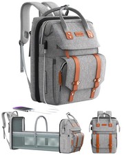 Multifunctional Diaper Bag Backpack with Changing Station - Gray, Large Capacity