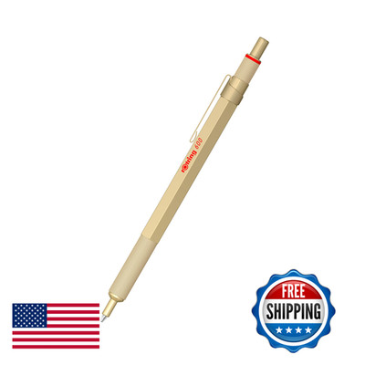 Rotring 600 Metallic Ballpoint Pen Medium Point Black Ink Gold Barrel