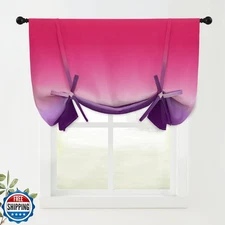 COSVIYA 100% Blackout Purple and Pink Adjustable Tie Up Curtains for Kitchen 