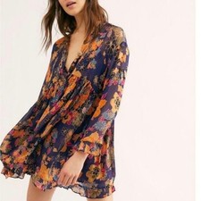 Free People Everything and More Shift Dress Size XS Sheer Floral Multicolor