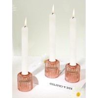 Glas Kerzenhalter Stabkerzen Teelicht Hochzeit Weihnachten (RöTlich-Braun, 3