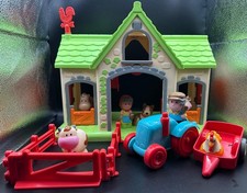 Happyland Farm Playset Tractor Trailer Figures Animals Barn ELC Working Sounds