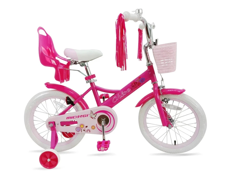 16" Princess Girls Kids Bike Training Wheels Doll Carrier Bell Ages 4-7 Years - Image 3 of 4