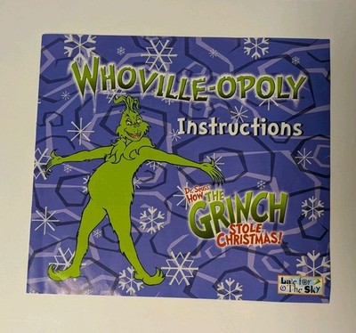 Whoville-Opoly How The Grinch Stole Christmas Instruction Sheet Only Replacement