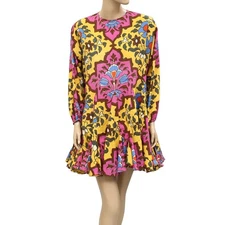 Rhode Resort Ella Floral Print Cotton-Poplin Tunic Flared Mini Dress XS 283929