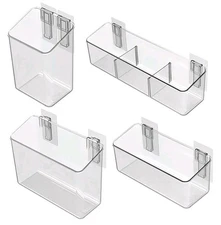4 Pack Clear Over Cabinet Door Organizer Adhesive Mount Storage Organizer