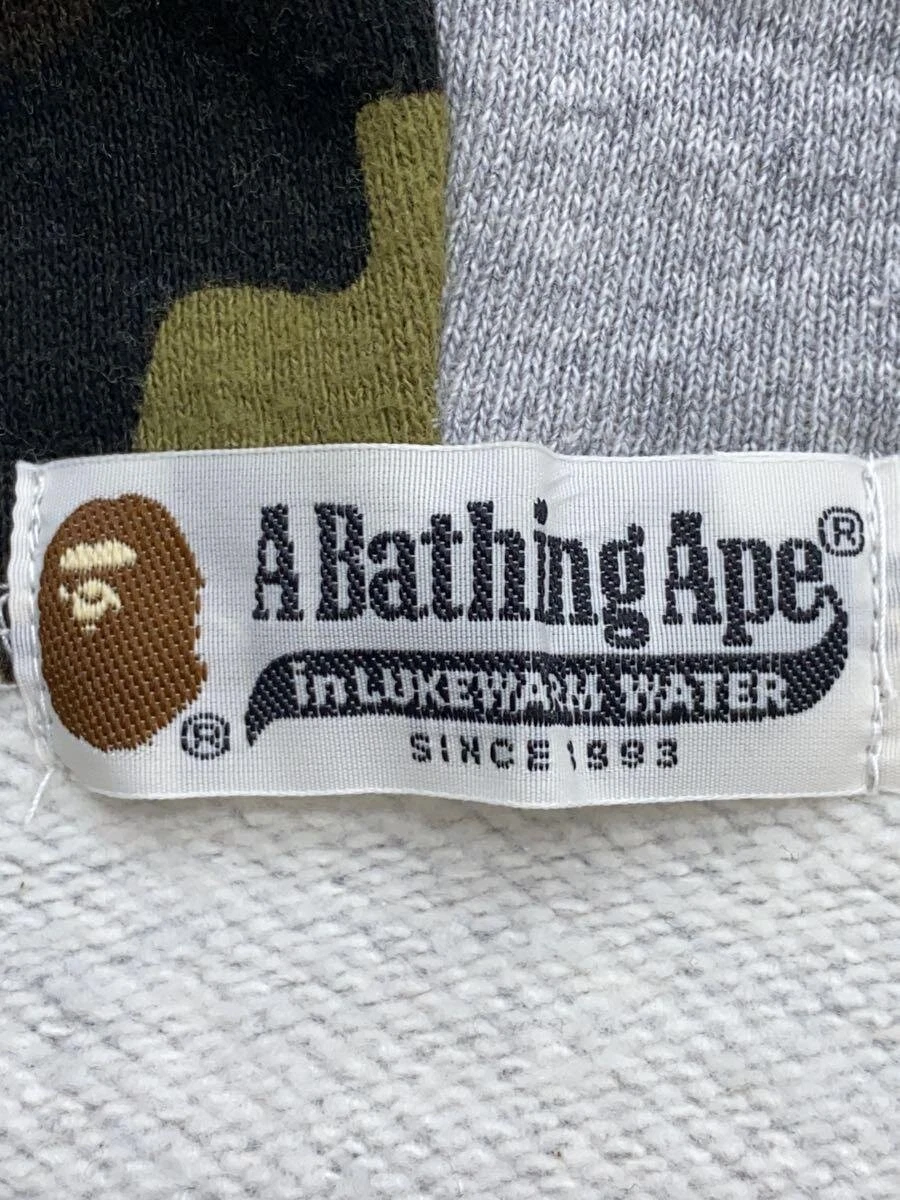A BATHING APE (BAPE) Felpa con cappuccio e zip BAPE A Bathing Ape M grigia cotone manica destra macchia #ED AZA