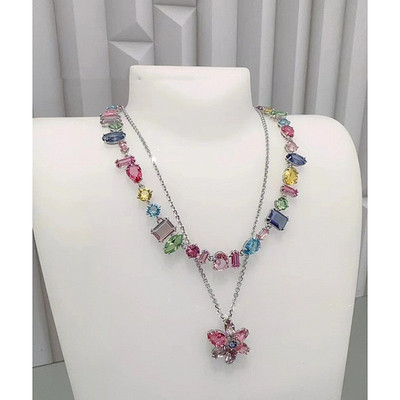 Swarovski's Gema Necklace Earrings for Women Pink Ambilight Elements Crystal