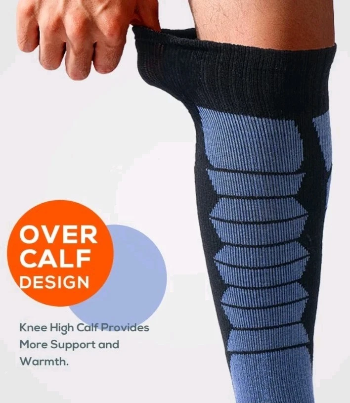 Calcetines de esquí de lana merino WEIERYA 3 pares para esquí talla X-grande unisex azul real Foto 2 de 4