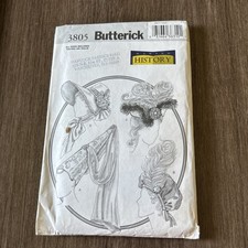 Butterick 3805 Historical Hats Bonnets 4 Styles Sz S-M-L Sewing Pattern COSTUME