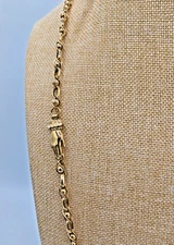 Vintage 1928 Gold Tone Victorian Hand Clasp Necklace Heavy Chain 1980s Revival