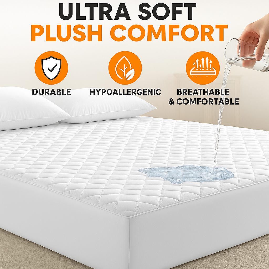 Mattress Protector Hypoallergenic & Breathable Waterproof Mattress Cover Pad-image