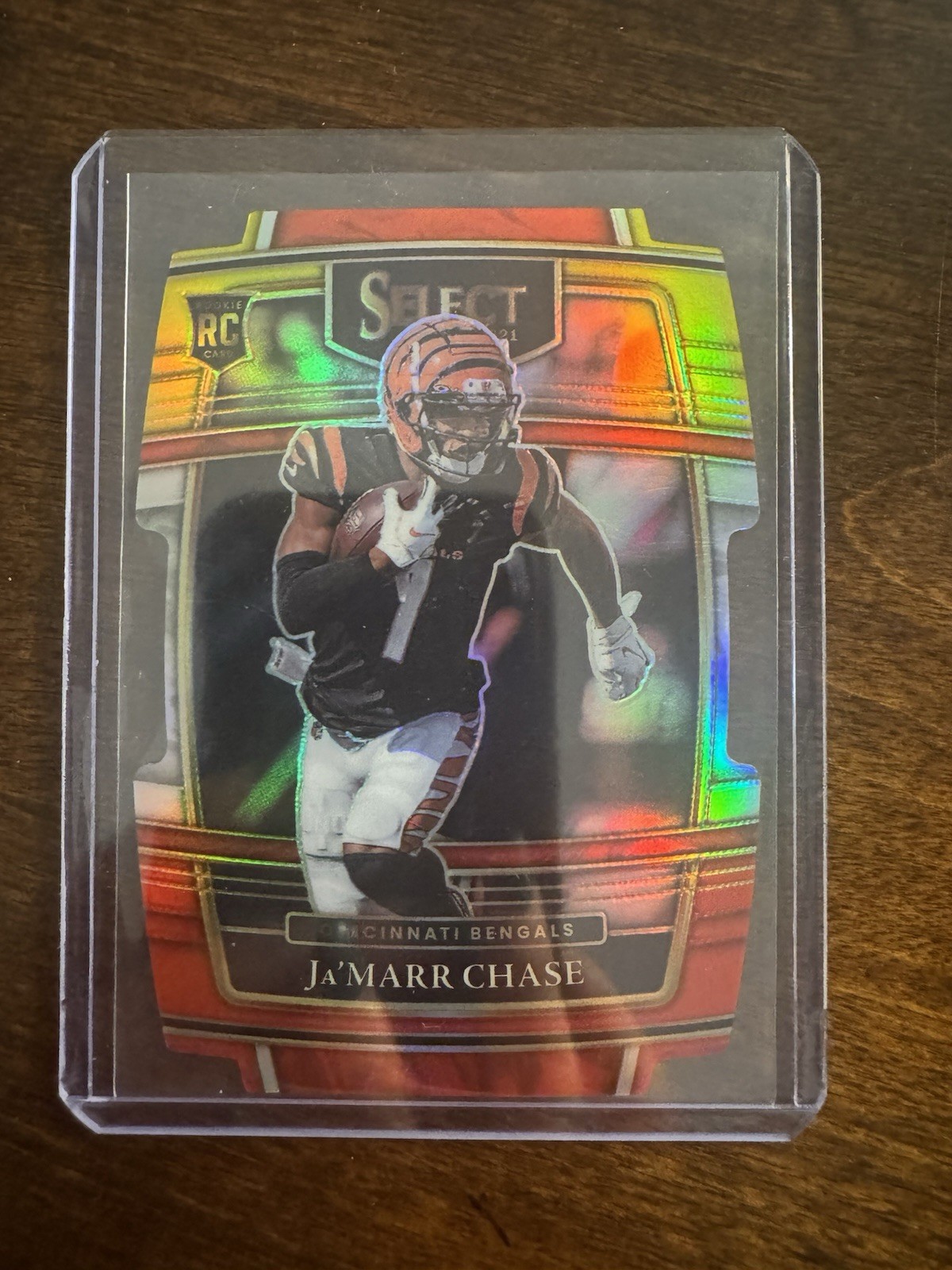2021 Panini Select - Concourse Ja'Marr Chase #47 Red & Yellow Prizm Die-Cut (RC)