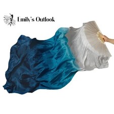 Professional Bellydance Silk Veils Weight 100 Silk Fan Hand Paint Props 1.8m