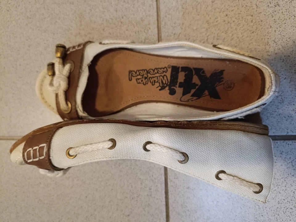 xti schuhe Pumpe 38 Milch-Weiß Textil Leder Sehr Gut - Bild 4 von 4