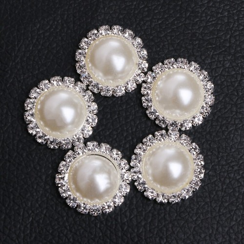 5Pcs 21mm Round Pearl for Rhinestone Shank Button Sewing Craft Embellishment - Picture 3 of 7
