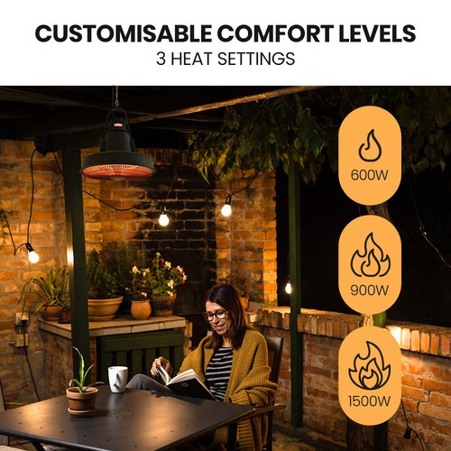 THERMOMATE 1500W Hanging Outdoor Electric Patio Heater Carbon Fiber Element - Picture 5 of 11
