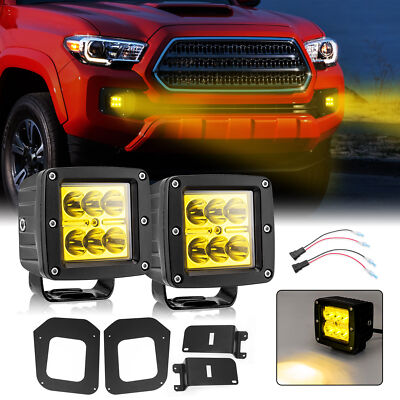 Amber LED Bumper Fog Lights Driving Lamps Kit For 2016-2022 2023 Toyota Tacoma