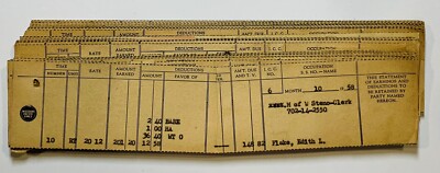 MISSOURI PACIFIC LINES: 1957-1961 PAY STUBS 