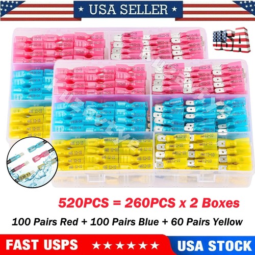 100/500Pcs Female Spade Electronics Wire Connectors Heat Shrink Crimp Terminals - Picture 24 of 25