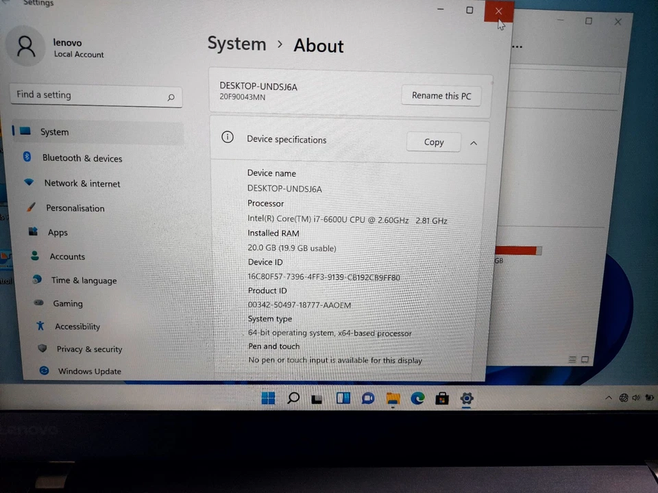 Lenovo ThinkPad T460s · i7-6600U · 20GB · 256GB, photo 2 of 5