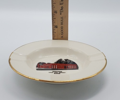 Vintage Bedford Loan And Deposit Bank Bedford, Kentucky Gold Trim Ashtray Colson - 第 5/7 張圖片