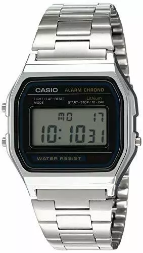 Casio A158WA-1 Men&#039;s Vintage Metal Band Chronograph Alarm Digital Watch |