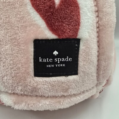 Kate Spade Pink Red Brushstroke Hearts Queen Throw Blanket 98 X 92