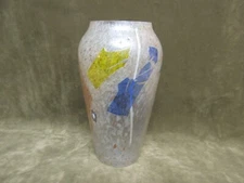 Modern Dichroic Art Glass Vase Chroma Collection Iridescent Blue Yellow Gold