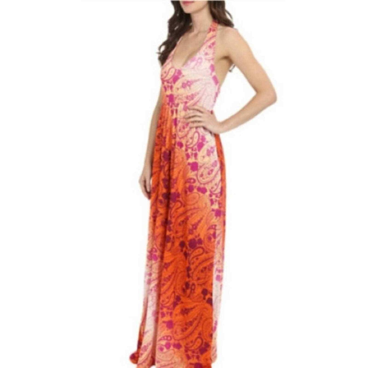Tommy Bahama Casa Sunrise Maxi Dress Orange Paisley Women's Size