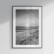Black & White Beach Wall Art Prints Sunset Tropical Sea Ocean Posters Pictures