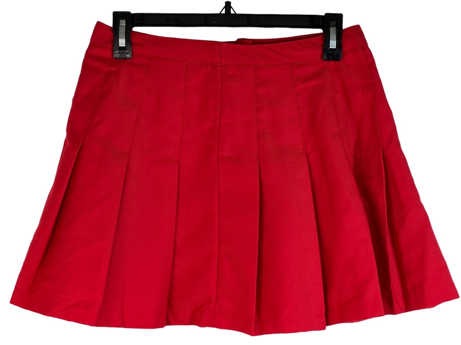 Rue 21 Red Pleated Mini Skirt Size Medium Polyester Zip Back NWT 26x15