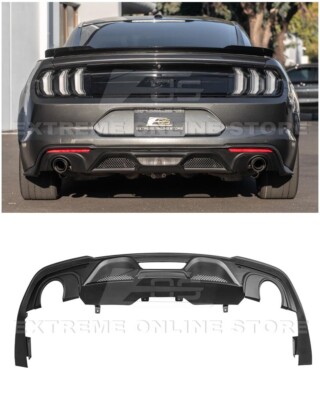 For 18-23 Ford Mustang GT350 Style Matte Black Replacement Rear Bumper Diffuser