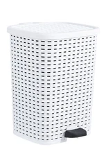Superio Wicker Style Trash Can – 6.8 Gallon, White Step-on Waste Bin with Lid