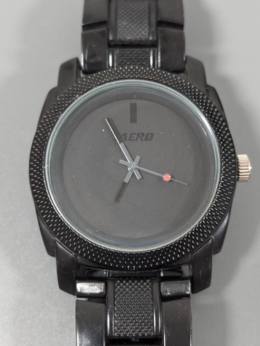 AERO Mens Black Dial 45mm Round Watch New Battery Working 7 inch Band