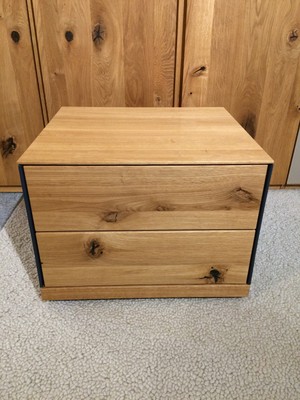 Team7 Nachtkästchen Riletto in Wildeiche geölt mit Lederseiten , B51