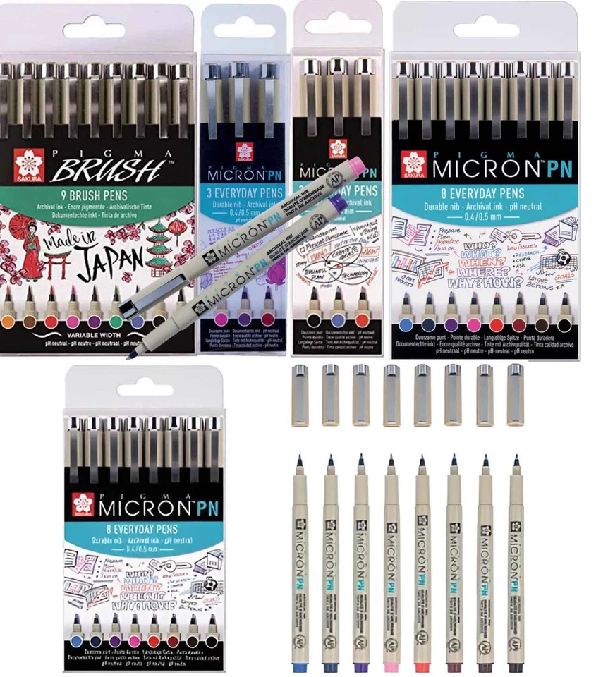 SAKURA PIGMA MICRON FINELINER ALL SIZES PIGMENT INK PEN! 01 005 Fine Liner - Image 2 of 3